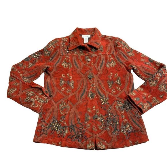 Jackets & Blazers - Gaff Wear Women’s Western Brocade Embroidered Rhinestone Floral Jacket Size S
